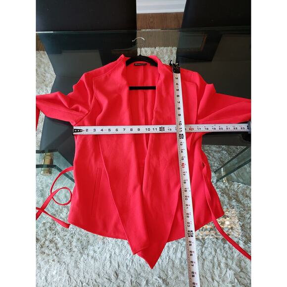 7th Avenue 2 Piece Suit Womens L/14 Red Pockets Slim Fit Notch Lapel Tie Waist - Picture 8 of 16